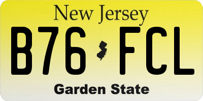 NJ license plate B76FCL
