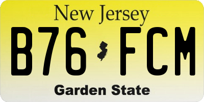 NJ license plate B76FCM