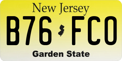 NJ license plate B76FCO