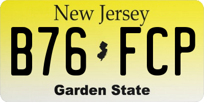 NJ license plate B76FCP