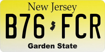 NJ license plate B76FCR