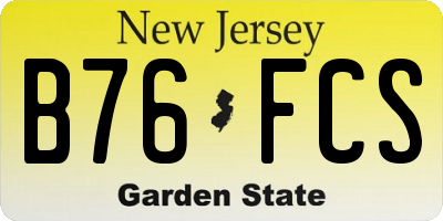 NJ license plate B76FCS