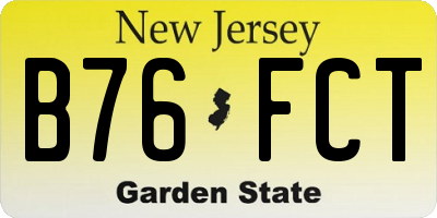 NJ license plate B76FCT