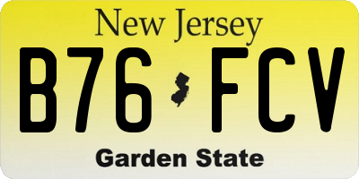 NJ license plate B76FCV