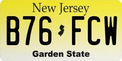 NJ license plate B76FCW