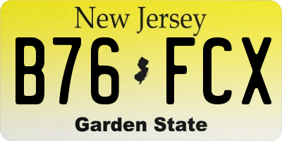 NJ license plate B76FCX