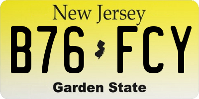 NJ license plate B76FCY