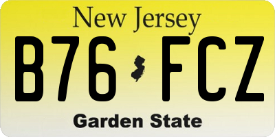 NJ license plate B76FCZ