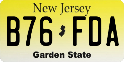 NJ license plate B76FDA