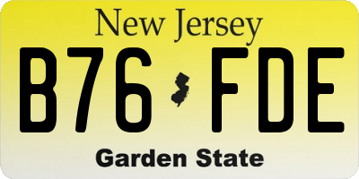 NJ license plate B76FDE