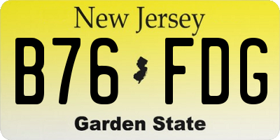 NJ license plate B76FDG
