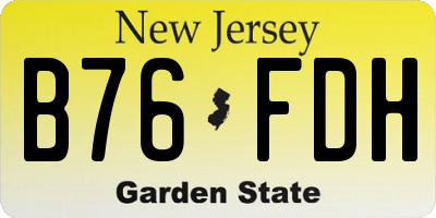 NJ license plate B76FDH