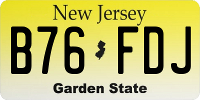 NJ license plate B76FDJ