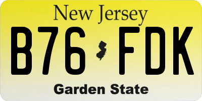 NJ license plate B76FDK