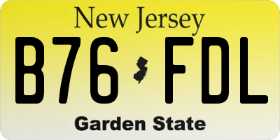 NJ license plate B76FDL