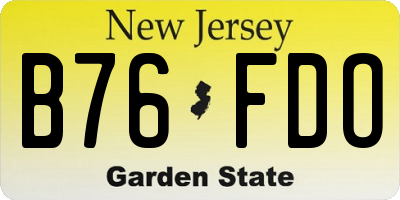 NJ license plate B76FDO