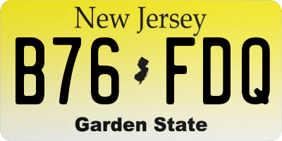 NJ license plate B76FDQ
