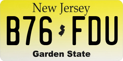 NJ license plate B76FDU