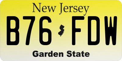NJ license plate B76FDW