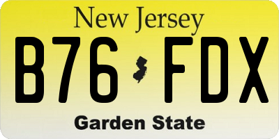 NJ license plate B76FDX