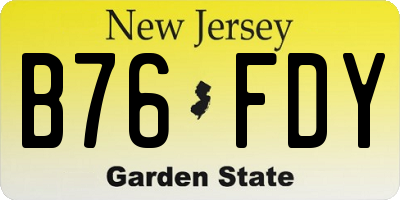 NJ license plate B76FDY