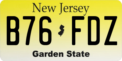 NJ license plate B76FDZ