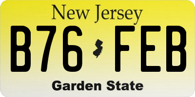 NJ license plate B76FEB