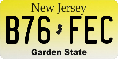 NJ license plate B76FEC