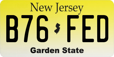 NJ license plate B76FED