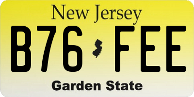 NJ license plate B76FEE