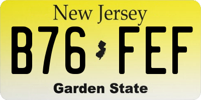 NJ license plate B76FEF