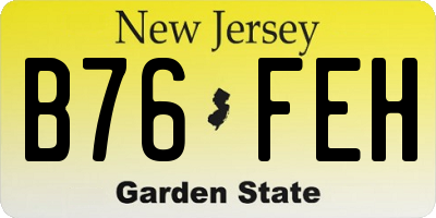 NJ license plate B76FEH