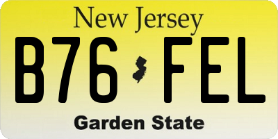 NJ license plate B76FEL
