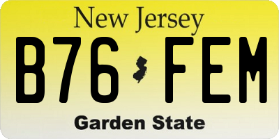 NJ license plate B76FEM