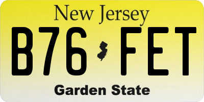 NJ license plate B76FET