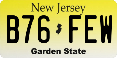 NJ license plate B76FEW