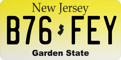 NJ license plate B76FEY