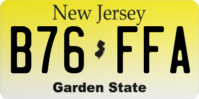 NJ license plate B76FFA