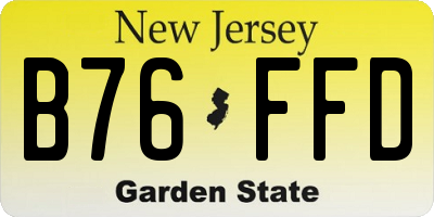 NJ license plate B76FFD