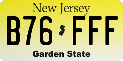 NJ license plate B76FFF