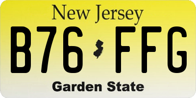 NJ license plate B76FFG
