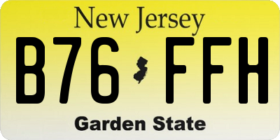 NJ license plate B76FFH