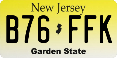 NJ license plate B76FFK