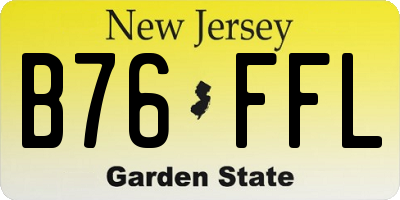 NJ license plate B76FFL