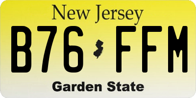 NJ license plate B76FFM