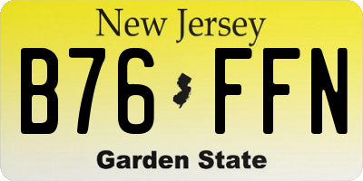 NJ license plate B76FFN