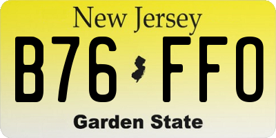 NJ license plate B76FFO