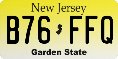 NJ license plate B76FFQ