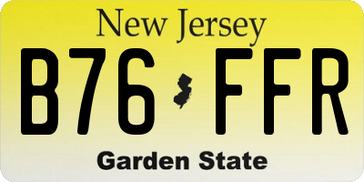 NJ license plate B76FFR