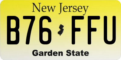 NJ license plate B76FFU